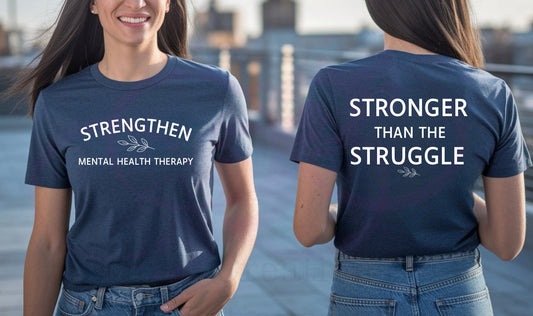 Custom Front/Back design tshirt, Heather Navy
