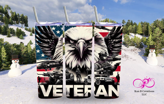 Veteran Black & White 20 oz Tumbler