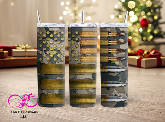 Faux Ammo flag patch 20 oz Tumbler