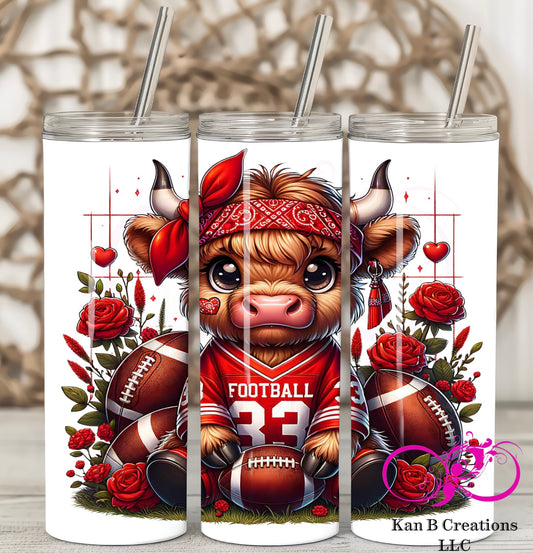 Hiland Cow Football 20 oz Stainless Steel Sublimation Tumbler