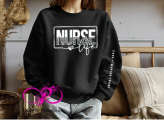 Nurse Life with sleeve print Crewneck