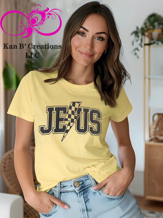 Jesus Lightning bolt (large square) Tshirt