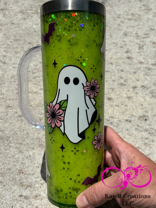 Ghosty 20 oz Handled Snow globe Tumbler
