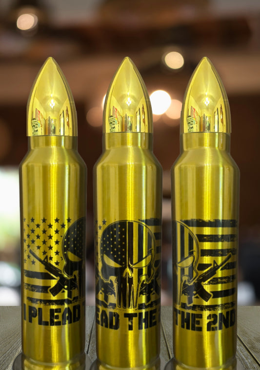 Gold I Plead The 2nd, 32 oz Bullet Tumbler/Thermos